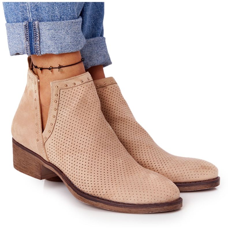 PS1 Openwork boots with cutouts Beige Clever brown