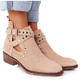 PS1 Openwork boots with rhinestones Beige Dakota
