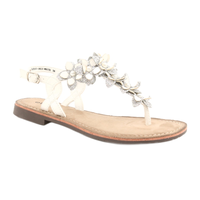 Evento Women's sandals with a pearl 20SD35-1811 white silver
