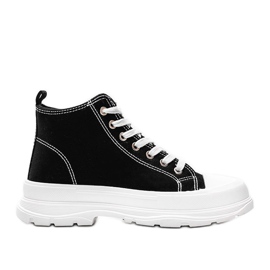 Black high sneakers on a thick white Evelin sole Black high sneakers on a thick white Evelin sole