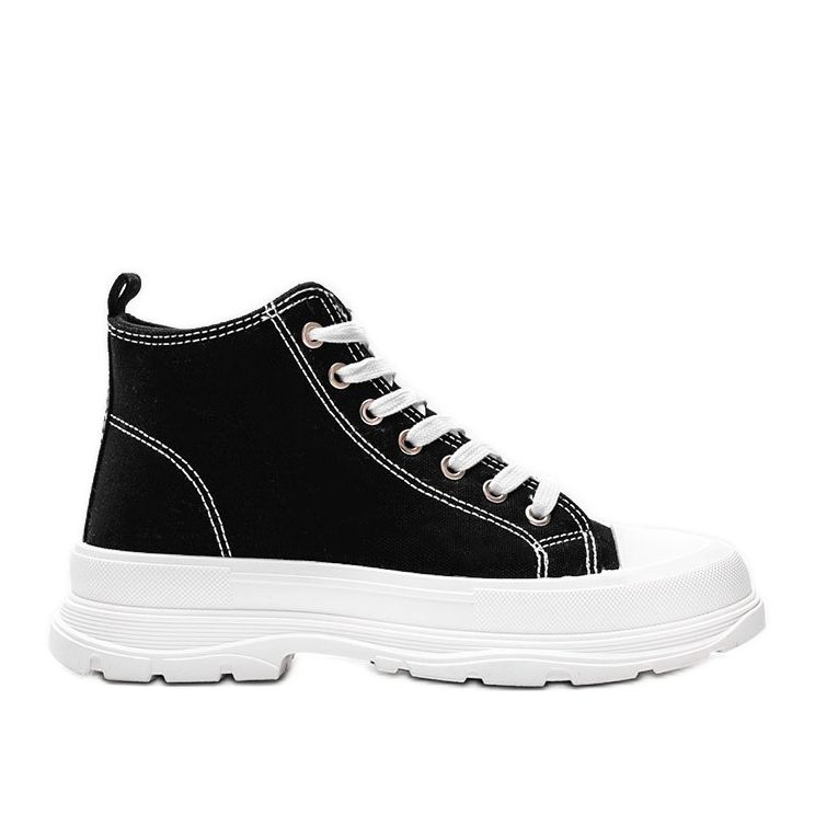 Black high sneakers on a thick white Evelin sole Black high sneakers on a thick white Evelin sole