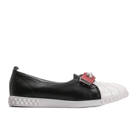 Black loafers with Deanna pearls