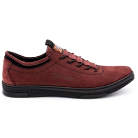 Polbut Men's leather casual shoes K23 burgundy red