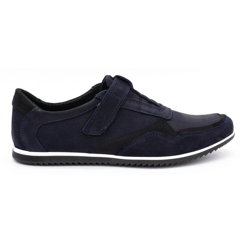Polbut Men's casual leather shoes 2102/2 navy blue