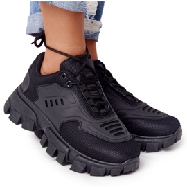 Women's Black Sneakers On Large Sole Black New York