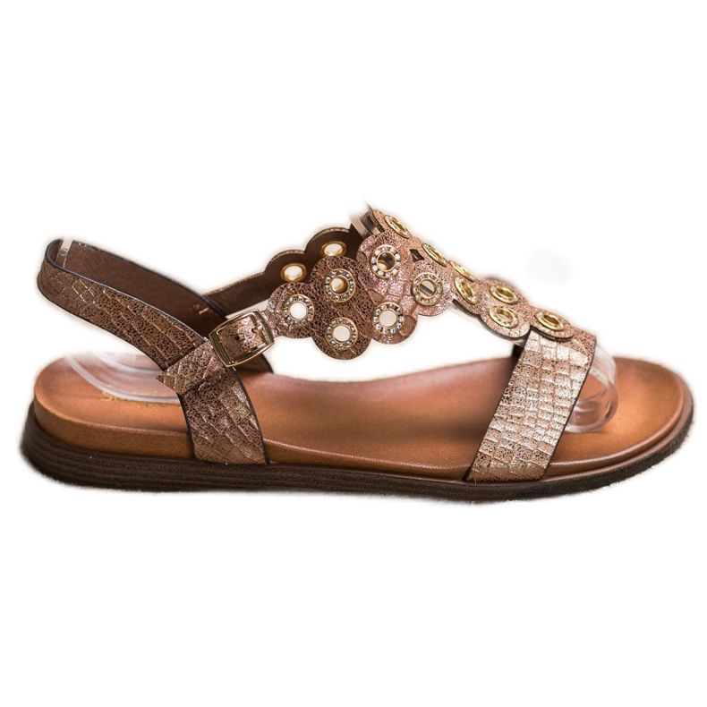 Sergio Leone Elegant Sandals With Cubic Zirconia brown
