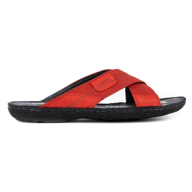 Kampol Men's leather slippers 200 red