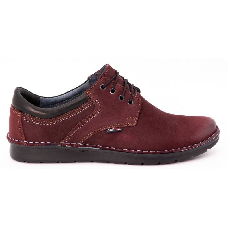 Kampol Men's casual shoes 11/34 burgundy red