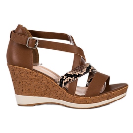 Sergio Leone Brown Sandals On A Wedge