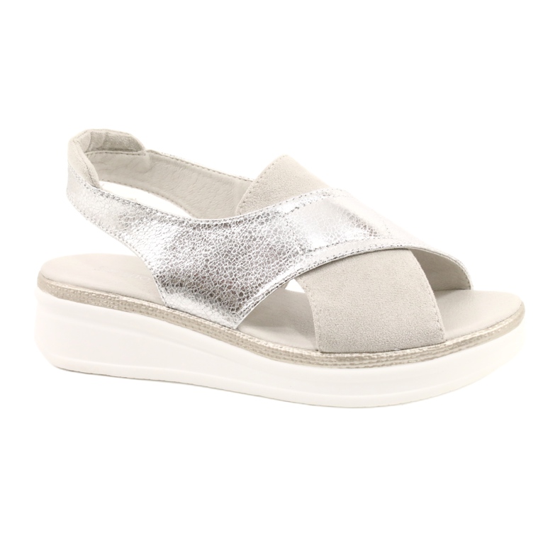 Comfortable sandals on the Sergio Leone SK029 platform silver grey