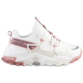 SHELOVET Sneakers With Pink Inserts white