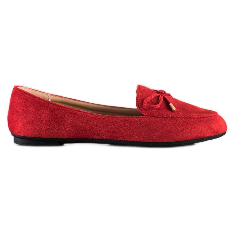 Abloom Suede Lords With A Bow red