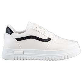 SHELOVET White Sneakers With Glitter Insert