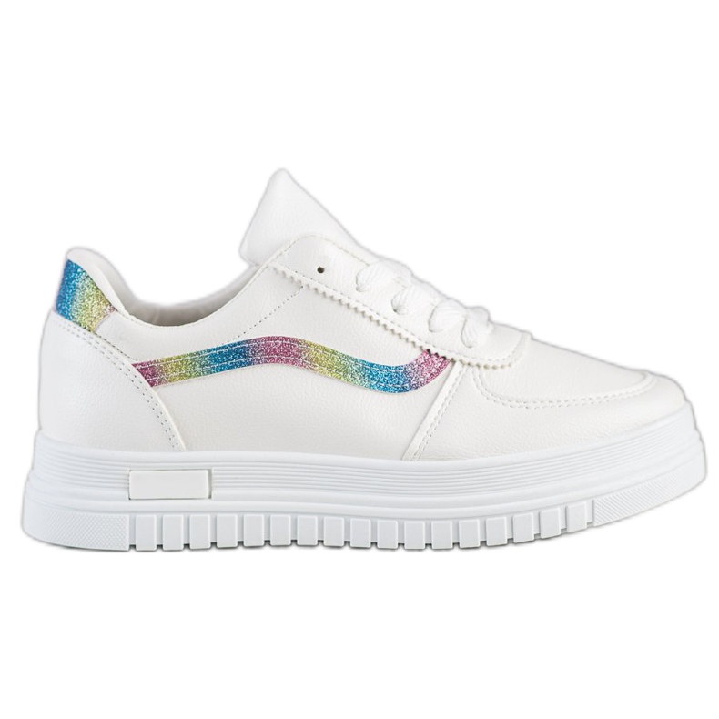 SHELOVET White Sneakers With Glitter Insert