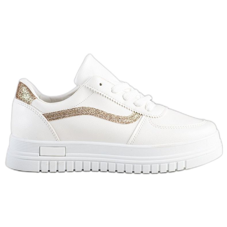SHELOVET White Sneakers With Glitter Insert