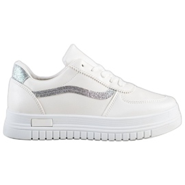 SHELOVET White Sneakers With Glitter Insert