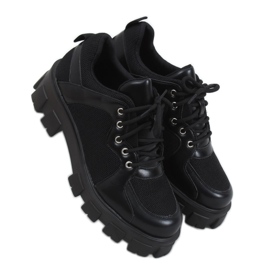 Black Moccasins on high soles NC1129 Black