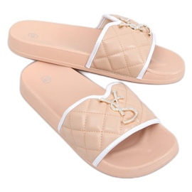 Women's beige slippers BG77P Beige
