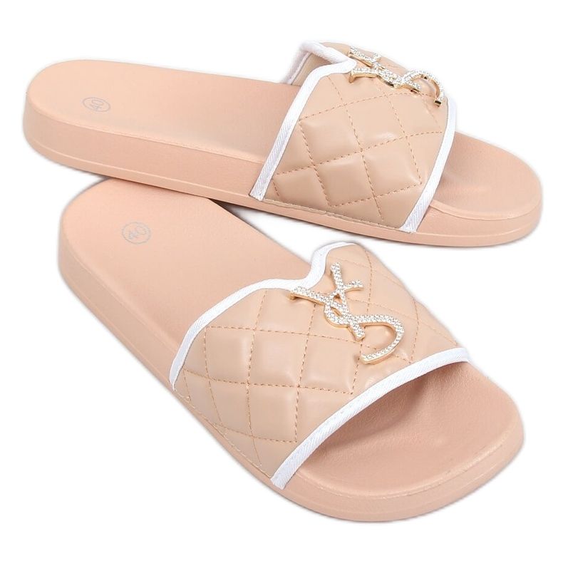 Women's beige slippers BG77P Beige Women's beige slippers BG77P Beige