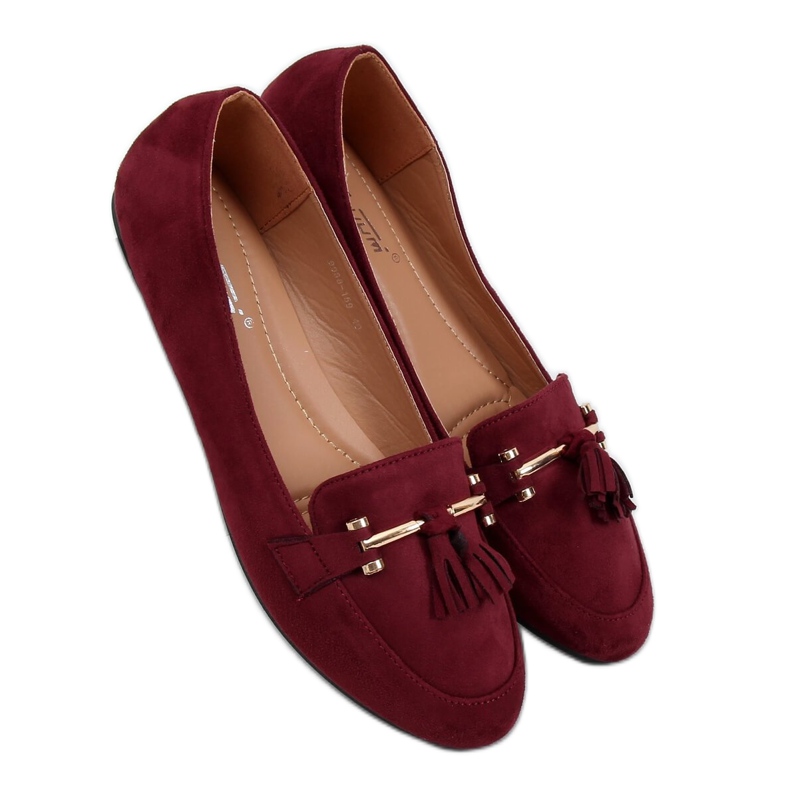 Women's burgundy loafers 9988-159 Wine red