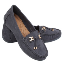 Gray Women's loafers on a gray H9228 Gris grey