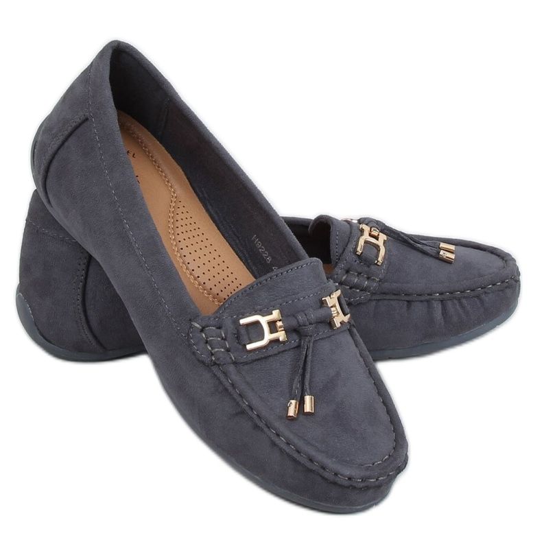 Gray Women's loafers on a gray H9228 Gris grey