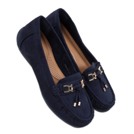 Women's loafers on a platform navy blue H9228 Azul
