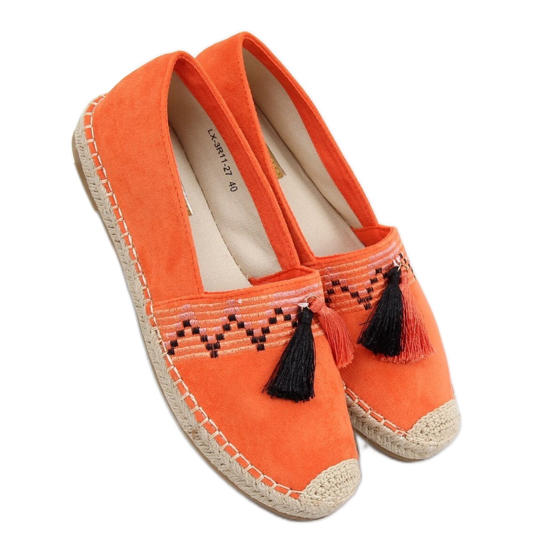 Orange fringed boho espadrilles LX-3R11 Orange