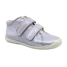 Girls' leather Velcro shoes 1264 Holographic mazurek purple