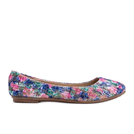 Shiny blue ballerinas with flowers Luz