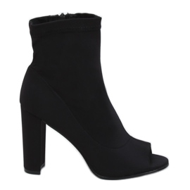 Black open toe boots NS031P Black