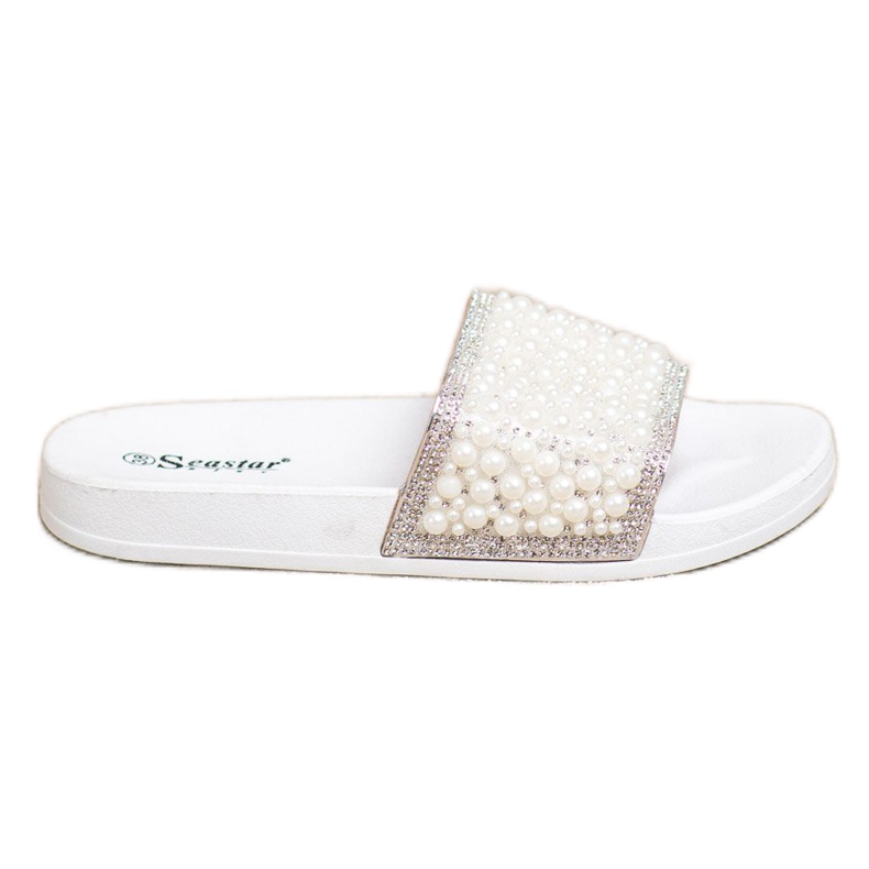 Seastar Elegant Slippers With Pearls white