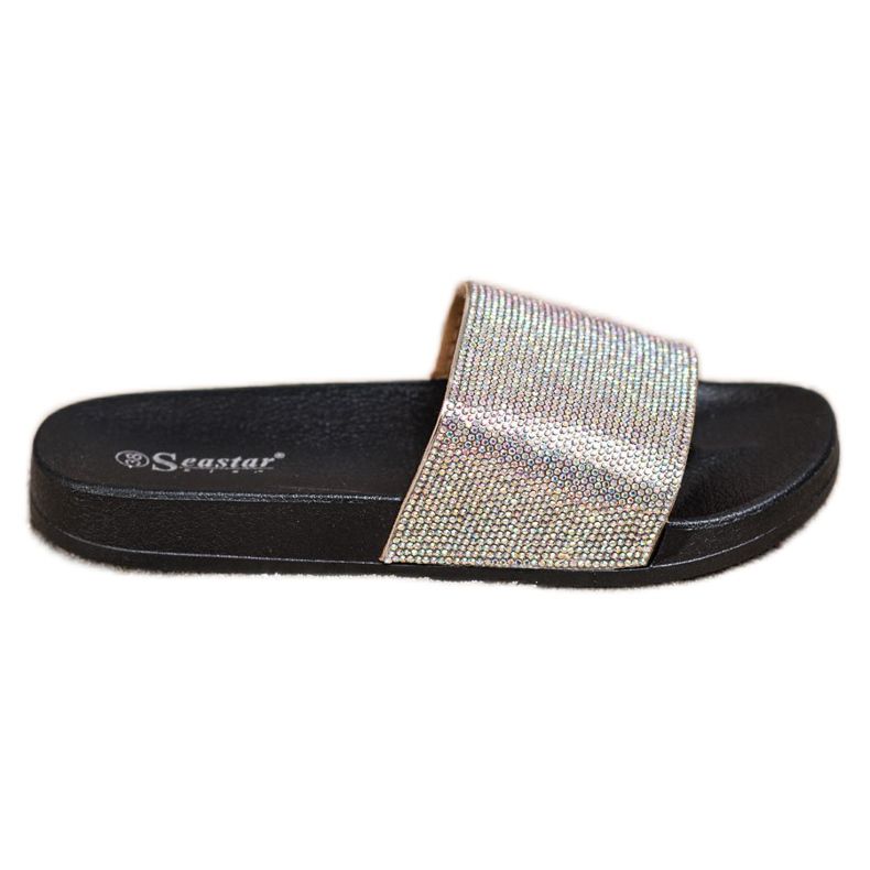 Seastar Slippers With Crystals black silver
