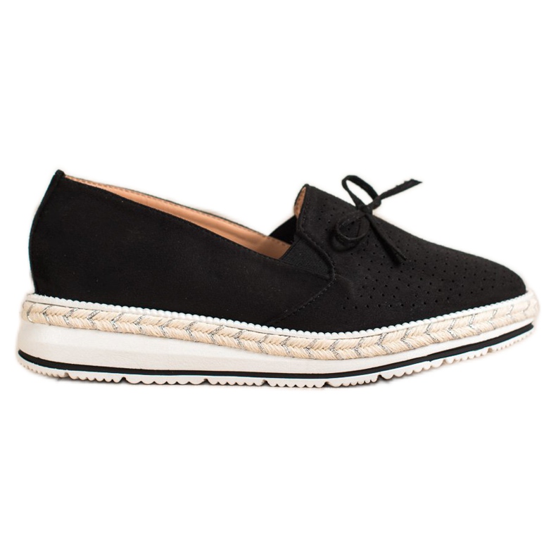 SHELOVET Openwork loafers on the platform black