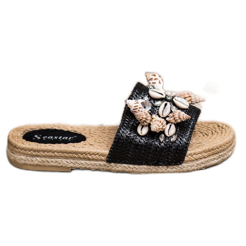 Seastar Slippers On The Platform With Shells black