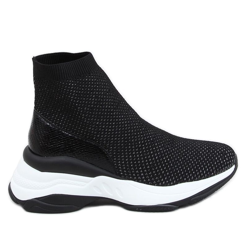 Black RQ286 Black sports shoes on a hidden wedge heel
