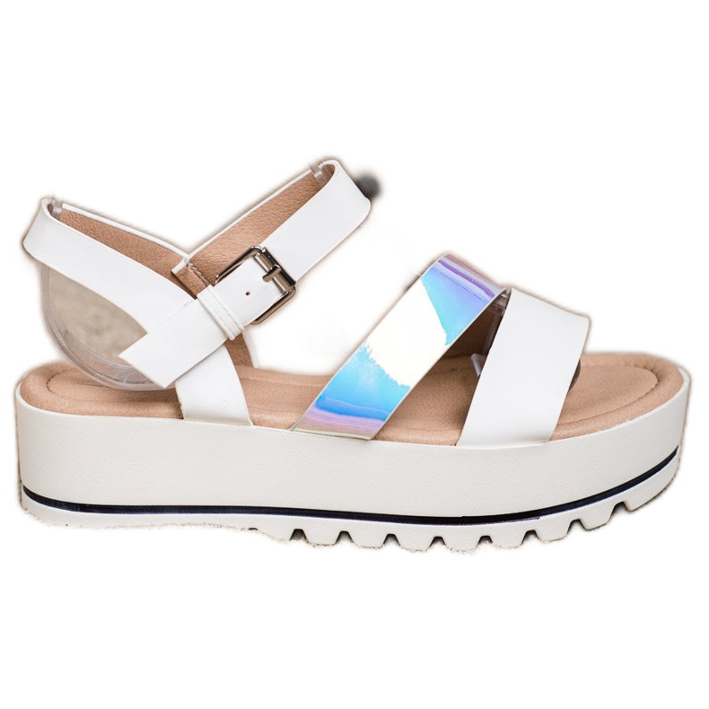 Weide Sandals On The Platform With Holo Effect white