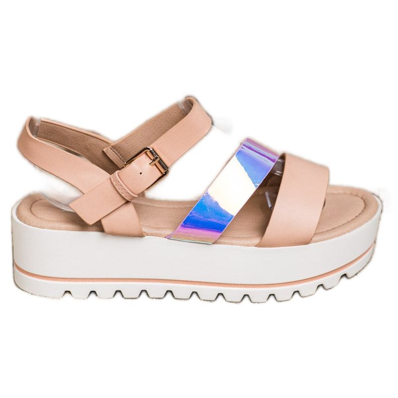Weide Sandals On The Platform With Holo Effect beige