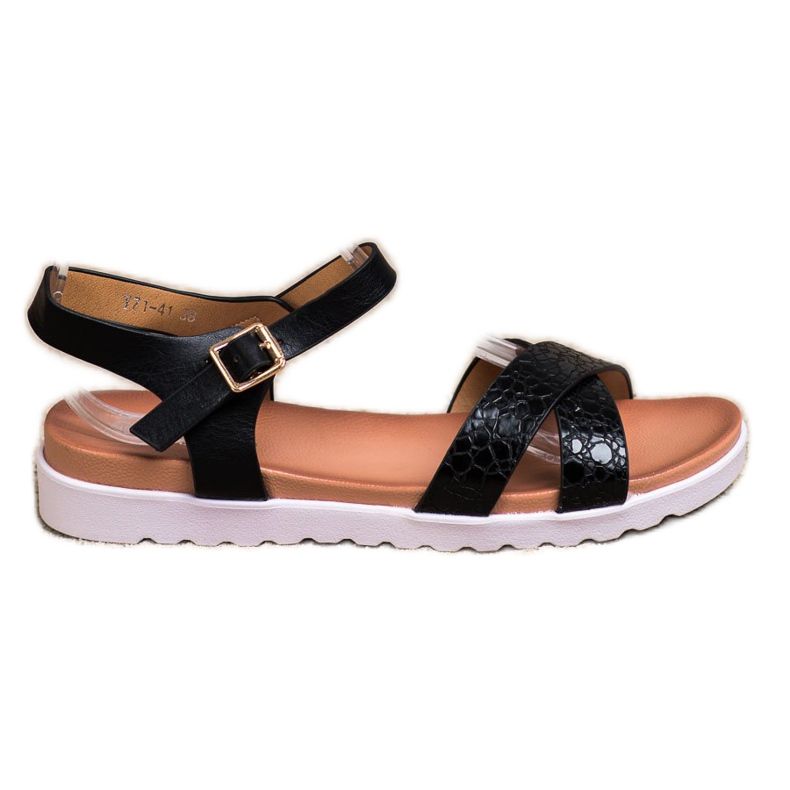 Weide Black Sandals With Eco Leather