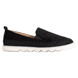 SHELOVET Openwork suede slipons black SHELOVET Openwork suede slipons black