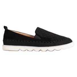 SHELOVET Openwork suede slipons black