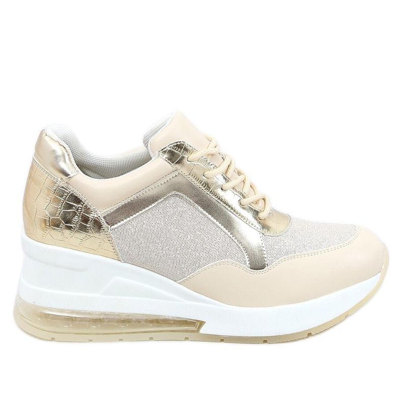 Sports shoes on a hidden wedge beige and gold RQ288 Beige golden