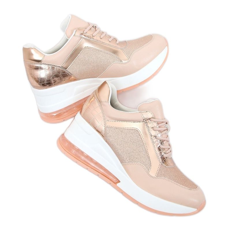 Pink RQ288 Pink sports shoes on a hidden wedge heel