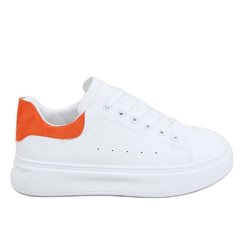 Women's white and orange sneakers A88-63 Orange