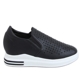 Black Sneakers slip on wedge heels HY-251 Black