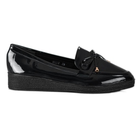 SHELOVET Lacquered Loafers On The Platform black SHELOVET Lacquered Loafers On The Platform black