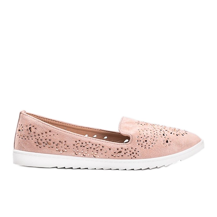 Pink openwork loafers with Brianna cubic zirconia