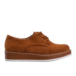Brown suede shoes on a high Elyssa sole