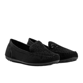 Black moccasins with openwork toe Frida Black moccasins with openwork toe Frida