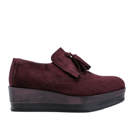 Maroon suede brogues on the Makenzie wedge red
